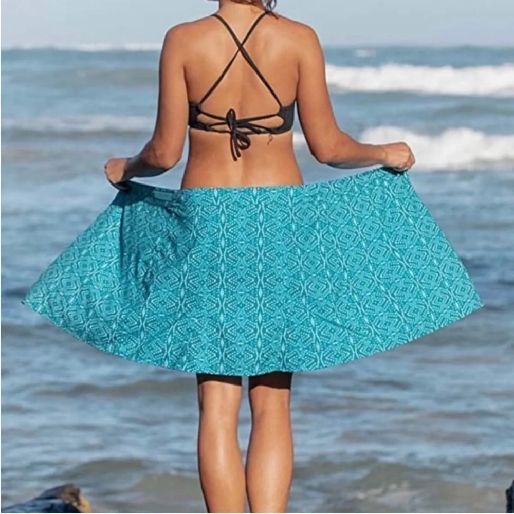 RipSkirt Playa Ocean Length 2 Wrap Skirt Teal Batik Print Size Medium